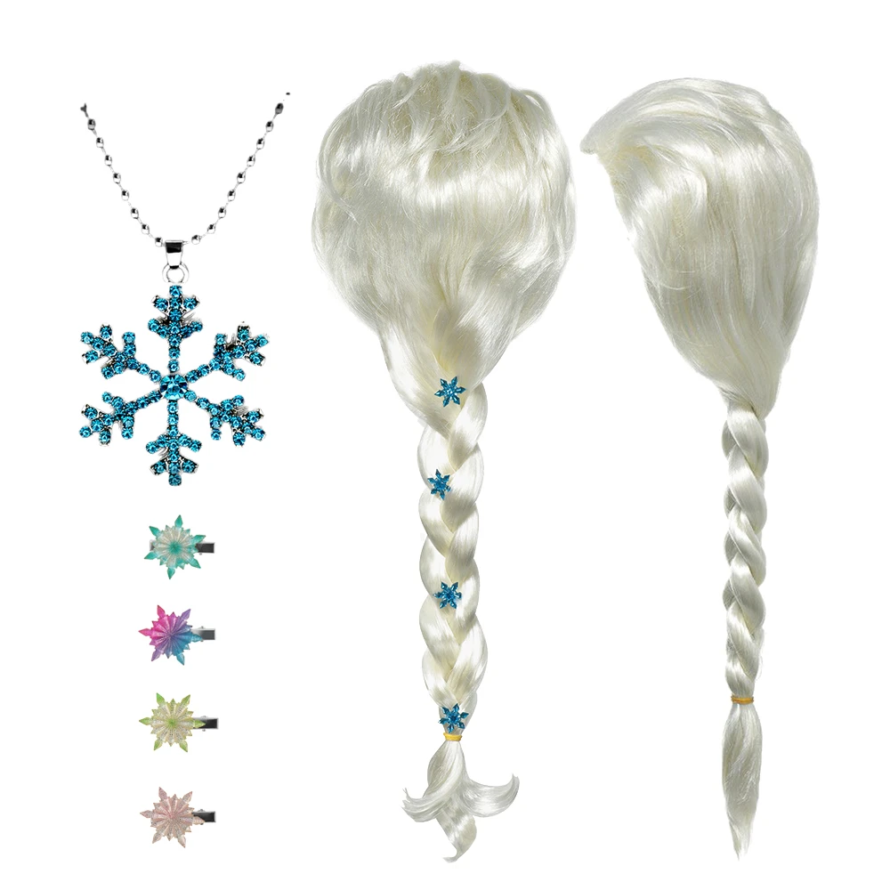 New Anna Elsa 2 Wig Princess Hair Bands Girls Party Fancy Accessories Princess Braid Headwear Christmas Hair Clips Kids Jewelry