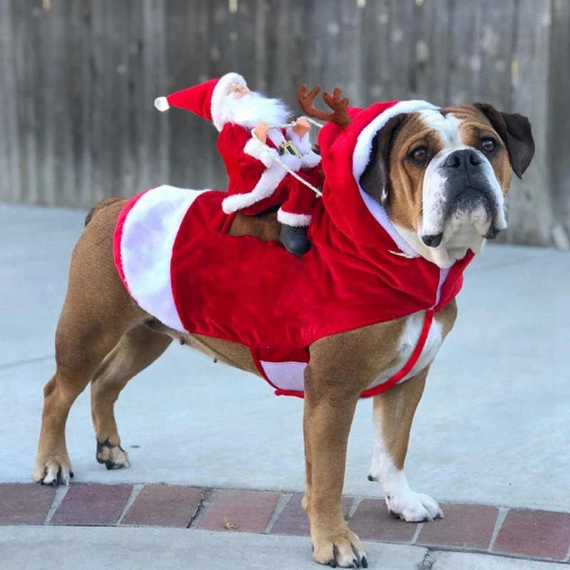 Christmas Pet Dog Cat Costumes Funny Santa Claus Costume For Dogs Cats Novelty Dog Clothes Chihuahua Pug York shire Clothing