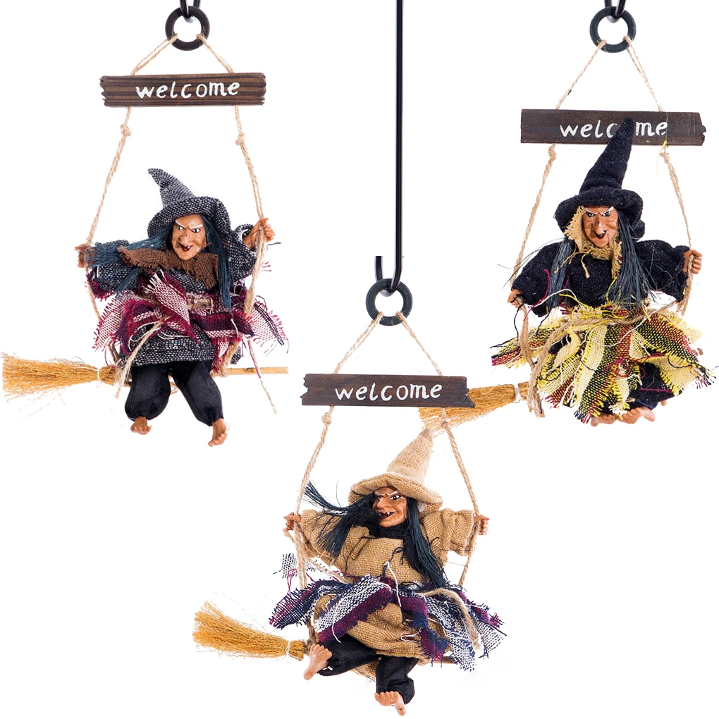 FenKicyen Halloween Ghost  Witch Doll Horror Scary Hanging Decoration Ghost Flying Witch Pendant Halloween DIY Party Ornaments