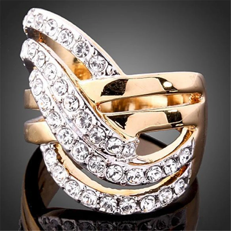 FDLK   Women Luxury Alloy Finger Band Inlaid Ring Jewelry Gift