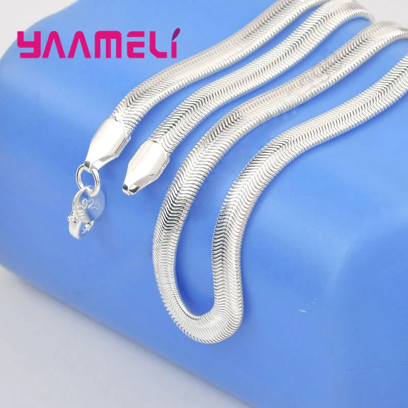 11.11 SALE 16-24Inch 925 Sterling Silver Smooth Snake Men Women Necklace Chain Lobster Clasps Set 6mm Statement Heavy Jewelry