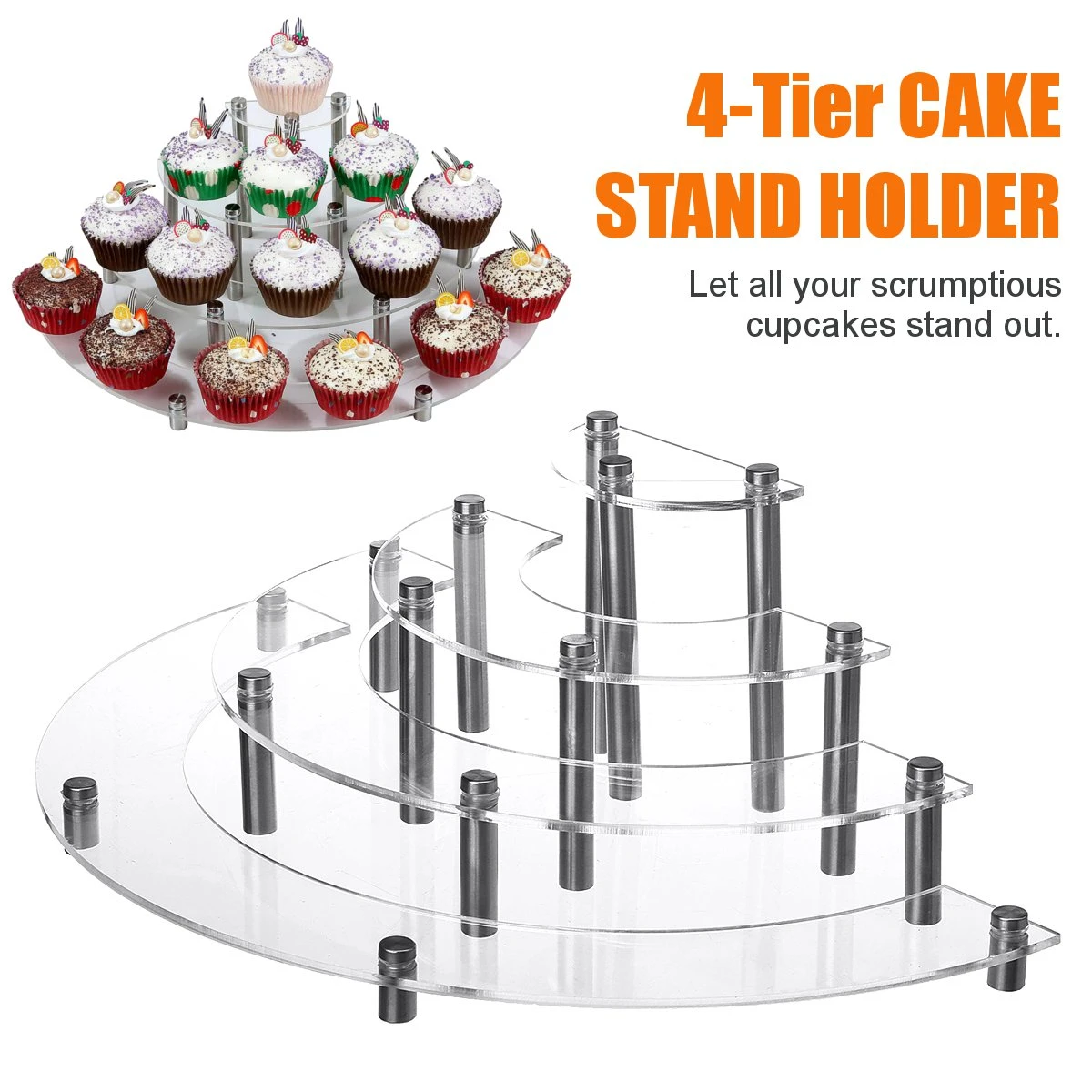 Clear 4 Tiers Acrylic Cake Stand Storage Rack Wedding Party Dessert Display Holder Decoration DIY Kitchen Cake Tools Bakeware