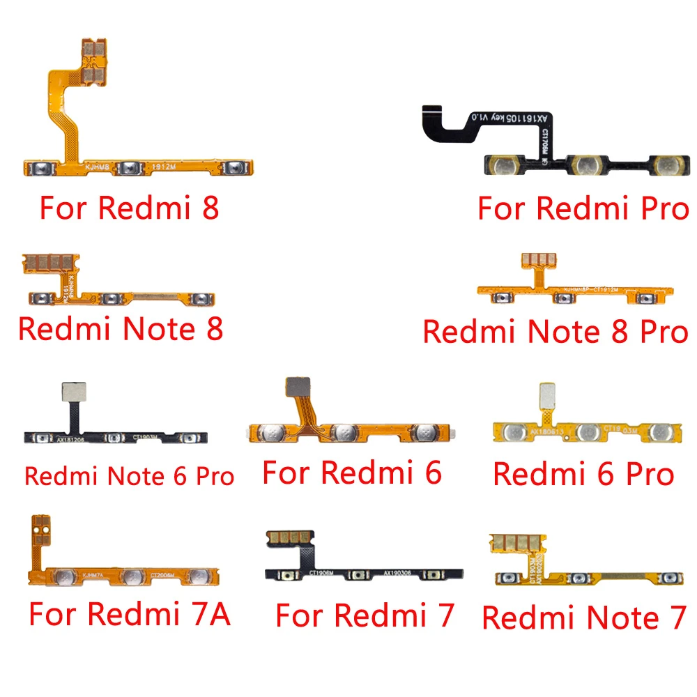 For Xiaomi Redmi 8 7 6 Pro 7A  Note 6 7 8 Pro Power Volume Button Switch On Off Button Flex Cable