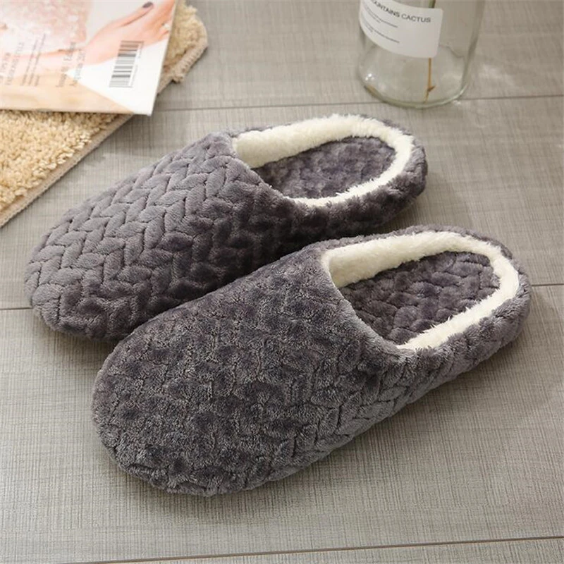 Men Women Winter Warm Slippers Plush Lovers Home Slipper Couple Indoor Anti Slip Shoes House Floor Soft Bottom Mute Slipper