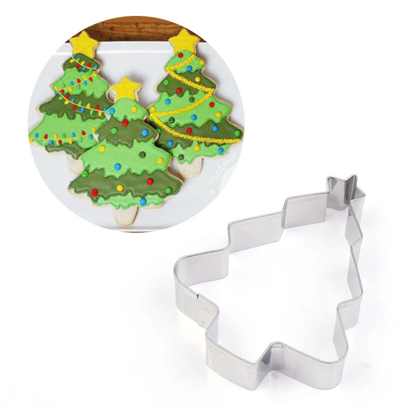 Star Christmas Tree Cookie Cutter Stainless Steel Biscuit Cutter Cookie Mold Kitchen Baking Tools Gingerbread Man Printing Mold