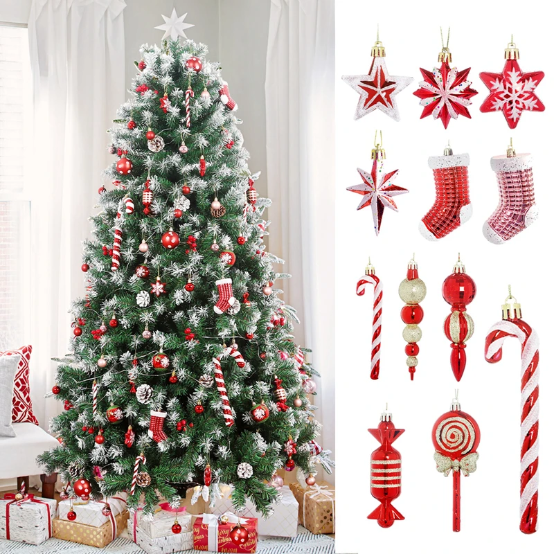 Candy Cane Xmas Tree Decoration Merry Christmas Decorations for Home 2021 Navidad Gift Christmas Tree Ornaments New Year 2022