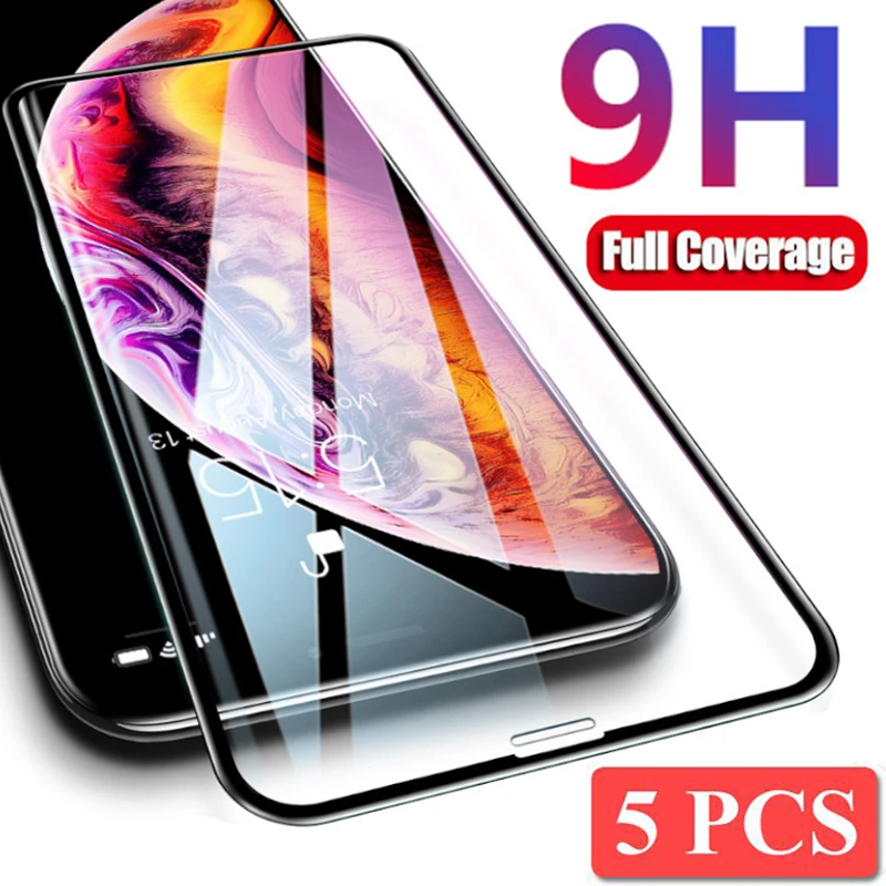 5Pcs Tempered Glass for iPhone 12 Pro Max Screen Protector For iPhone 11 Pro Max X XS MAX Xr 6 7 8 Plus 9H Protection Full Cover