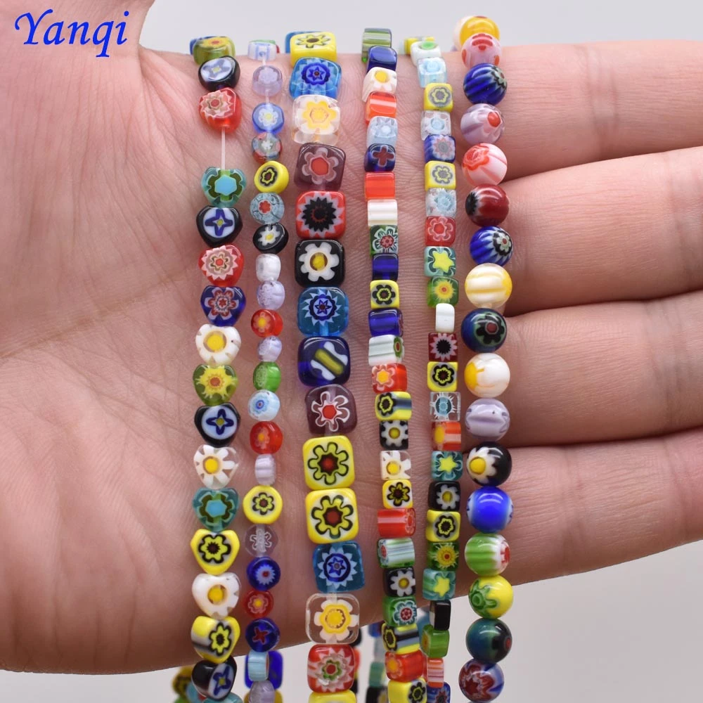 6/8/10mm Stripe Lampwork Glass Beads For Jewelry Making Bracelet DIY Jewelry Findings Round Loose Space Beads Wholesale