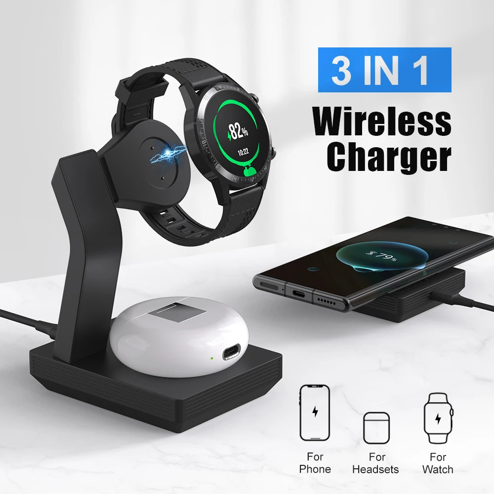 3in1 Fast Wireless Charger Phone Stand Removable 15W For Huawei Series Magnatic Charging Dock for GT2 Magic 2 Watch Headset