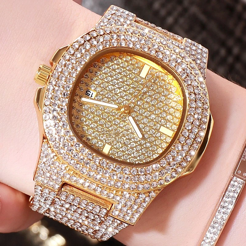 2021 New Special Men's And Women's Luxury Gold Stainless Steel Watches, Diamonds, Simple, With Calendar, Fashion