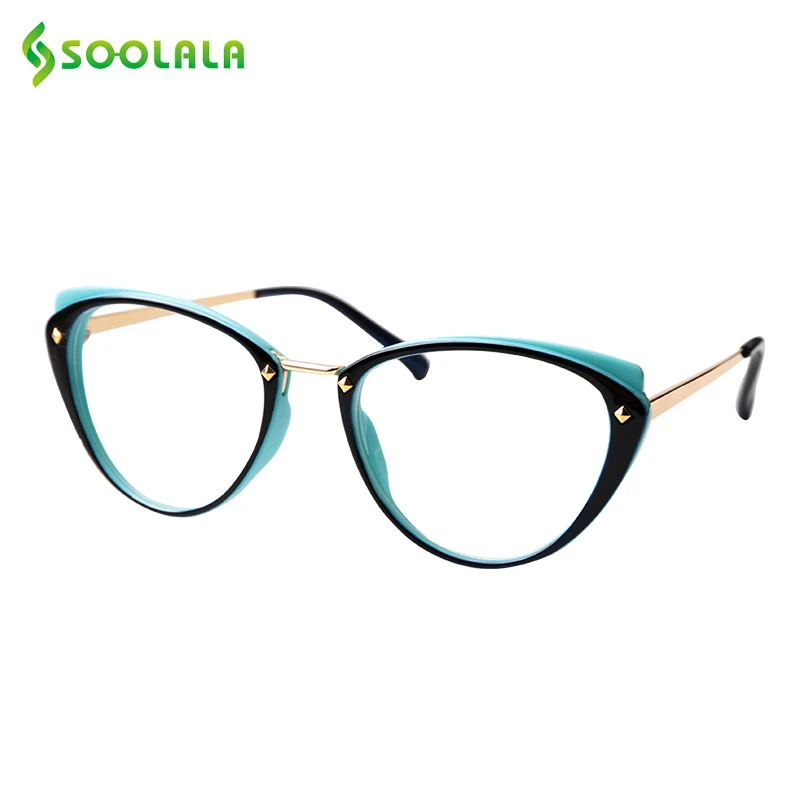 SOOLALA Anti Blue Light Cat Eye Alloy Reading Glasses Womens Clear Lens Eyewear Presbyopia Glasses 0.5 0.75 1.25 1.5 1.75 to 5.0