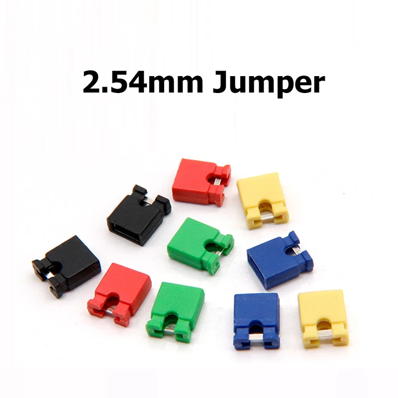 50PCS Pitch Jumper Shorted cap & Headers & Wire Housings 2.54MM SHUNT Black Yellow White Green Red Blue