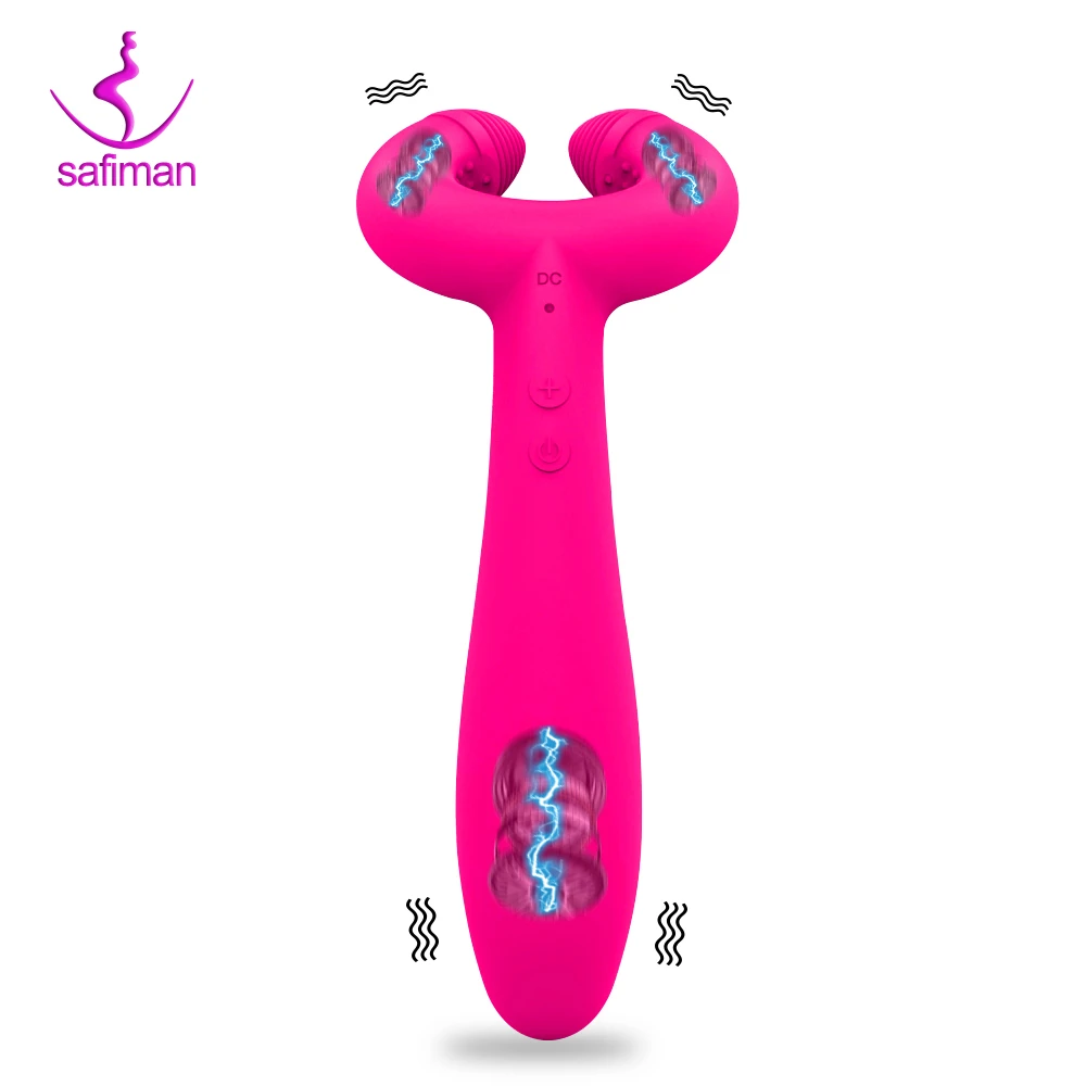 Double Penetration 3 Motors Dildo Vibrator Sex Toys for Women Men Adult Couples Nipple Clitoris Vagina Penis Stimulator Massager