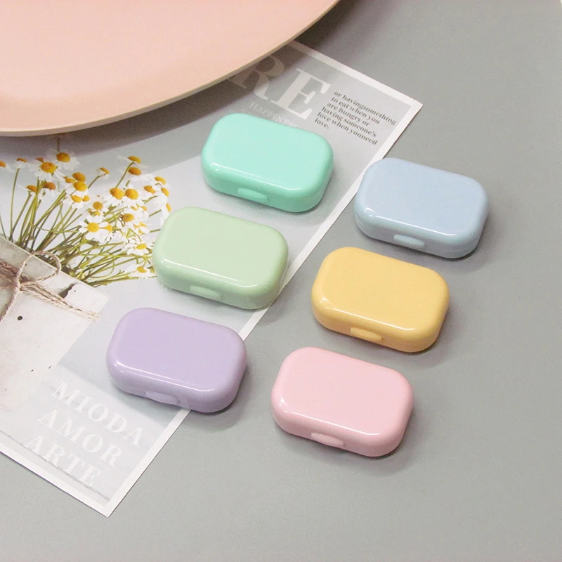 New Smooth Natural Candy Color Portable Mini Contact Lens Case for Holder Storage Eye Care Container with Mirror Lenses Box