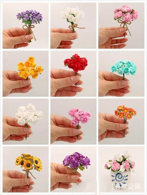 Dollhouse artificial mini flowers furniture fittings  bouquet of paper flowers,miniature roses,calla liies,sunflower daisies