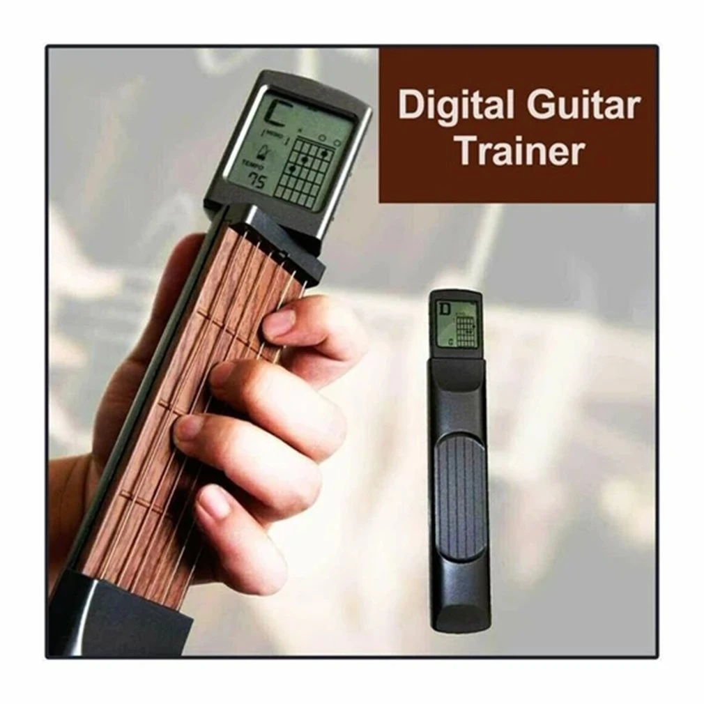 Pocket Guitar Chord Trainer Six Grade with Screen Display Beat Climbing Lattice Guitar Accessories Practical