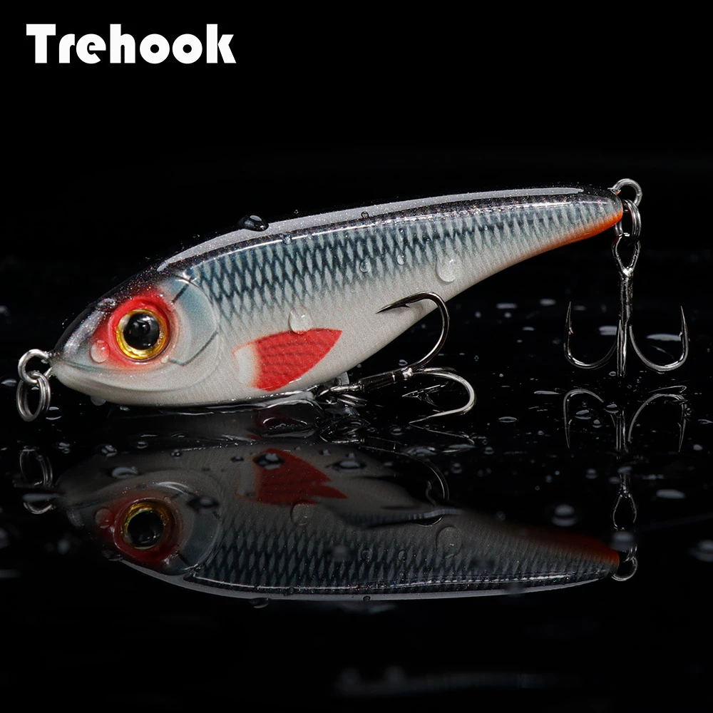 TREHOOK 68mm 9g Small Jerk Bait Wobblers Fishing Lure for Pike Sinking VIB Lures Ice Fishing Tackle Lure Hard Jerkbait Crankbait