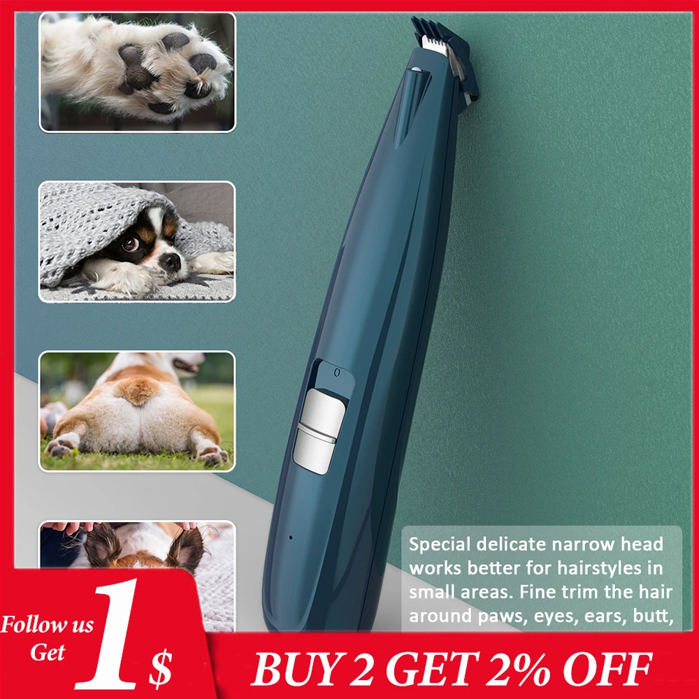 Dog Grooming Clippers Cordless Cat Puppy Clipper Low Noise Electric Pet Trimmer for Trimming The Hair Around Paws Ears