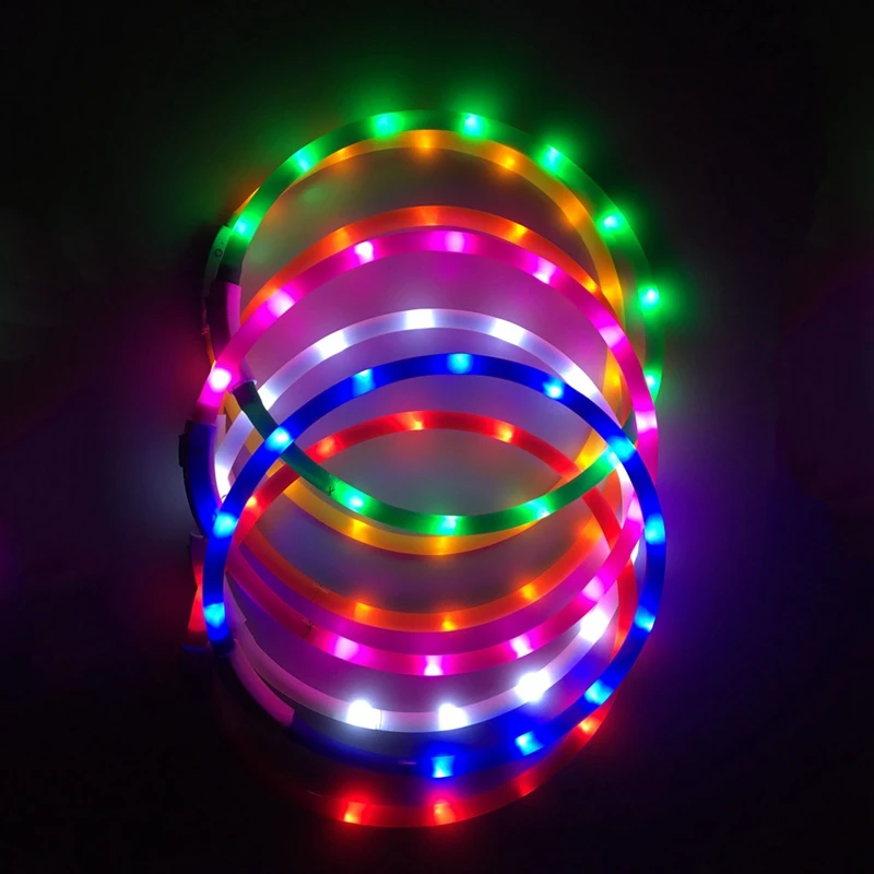 LED Glowing Dog Collar USB Charging Pet Dog Collar Night Luminous Dog Collars Rechargeable Night Safety Flashing Necklace