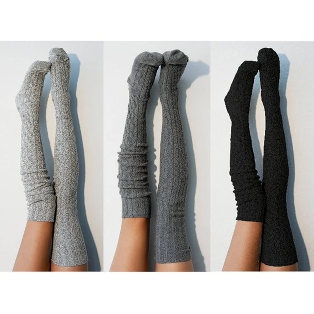 Women Over Knee Sockings Fashion Female Sexy Stockings Warm Long Boot Knit Thigh-High
