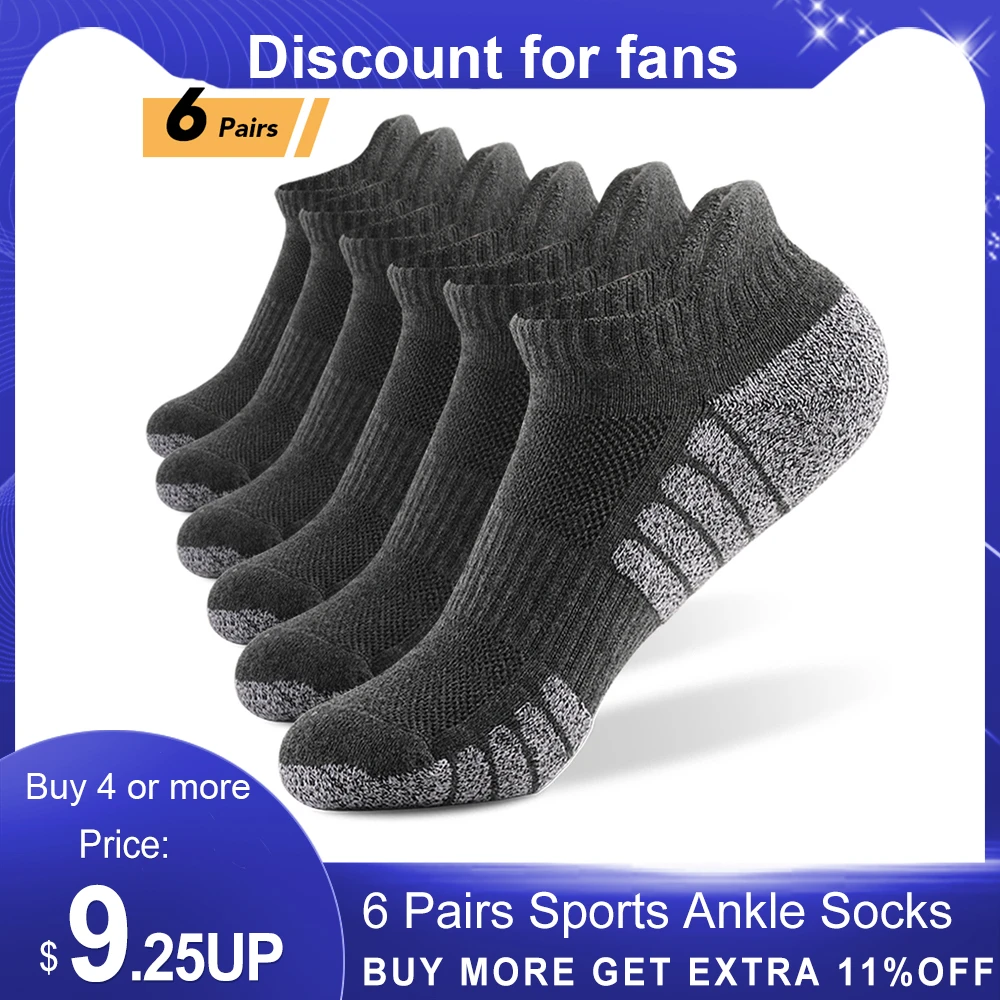 6/12 Pairs Sports Ankle Socks Athletic Low-cut Socks Thick Knit Autumn Winter Socks Outdoor Fitness Breathable Quick Dry Socks