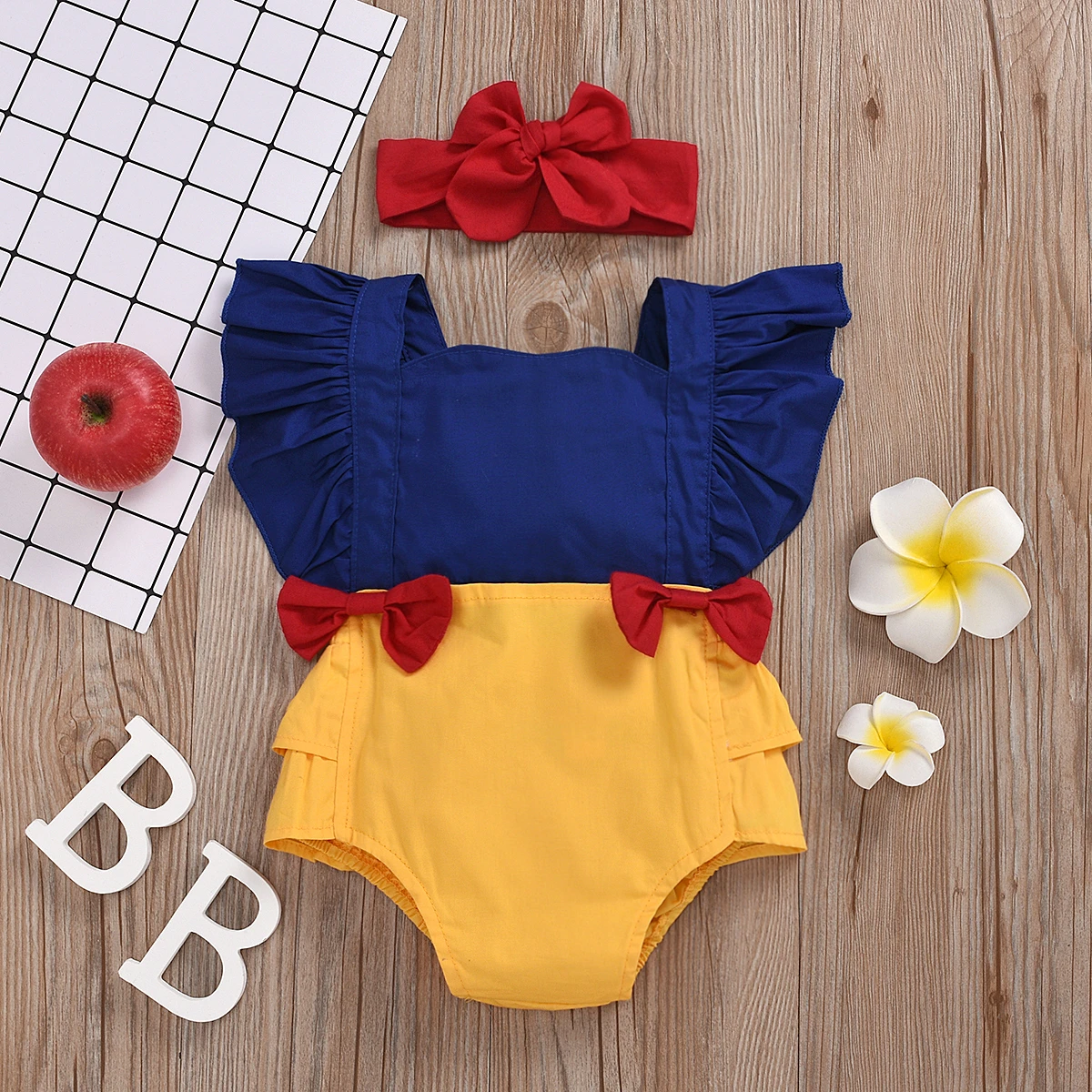 0-24M Baby Summer Girls Rompers Girl Ruffles Sleeveless Square Neck Bowknot Overalls Newborn Jumpsuits Bow Headband 2PCS