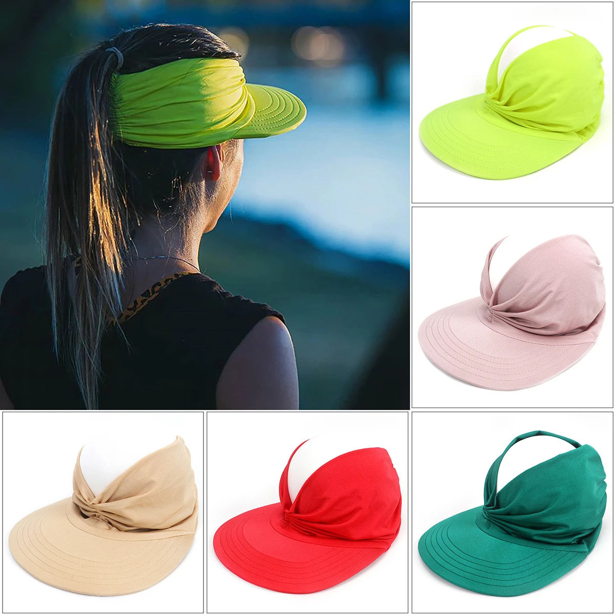 2021 New Women's Summer Sun Hat Fashion Ponytail Beach Cap Ladies Outdoor Sun Visor Hat