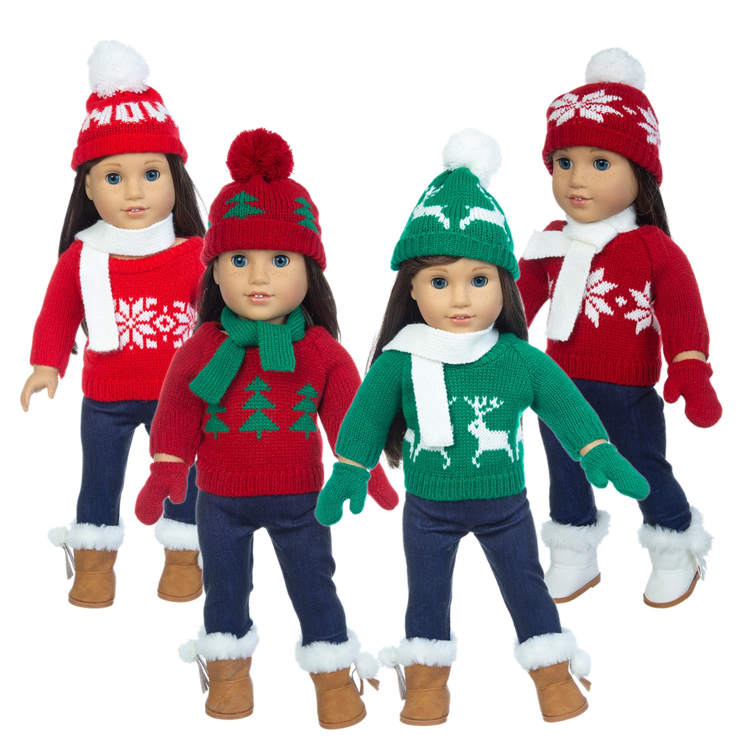 2020 New Christmas sweater Fit for American Girl Doll Clothes 18-inch Doll , Christmas Girl Gift(only sell clothes)