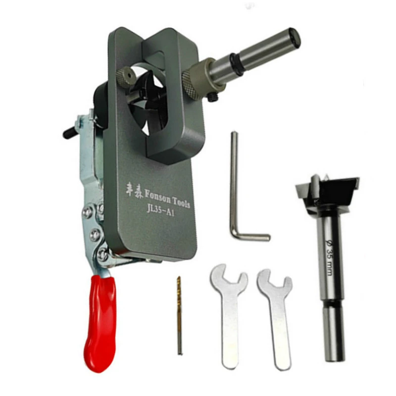 35mm Hinge Hole Device Drilling Guide Locator Cabinet Door Aircraft Hinge Opener Door Cabinets Aluminum Alloy Woodworking Tool