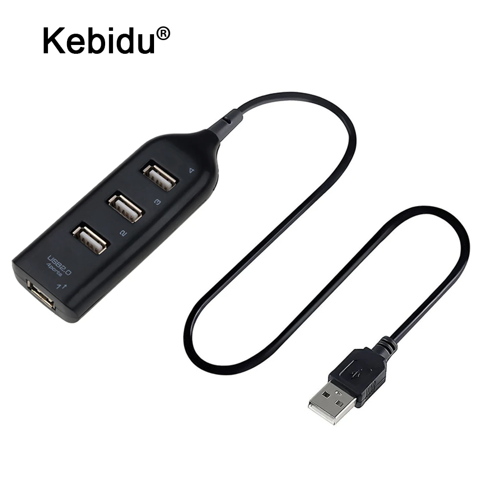 kebidu USB 2.0 4 Port Splitter Hub High Speed Adapter For Windows Vista XP 2000 98 FE06 For PC Laptop Computer Notebook Newest
