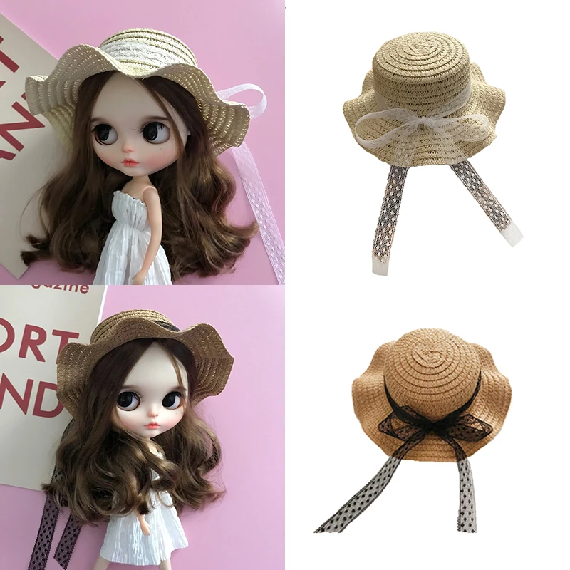 DLBell New handmade Style Straw hat for Blyth doll pullip Licca, Azone 1/6 dolls accessories