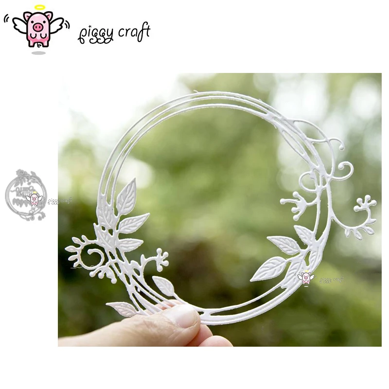 Piggy Craft metal cutting dies cut die mold Autumn letter leaf ring Scrapbook paper craft knife mould blade punch stencils dies