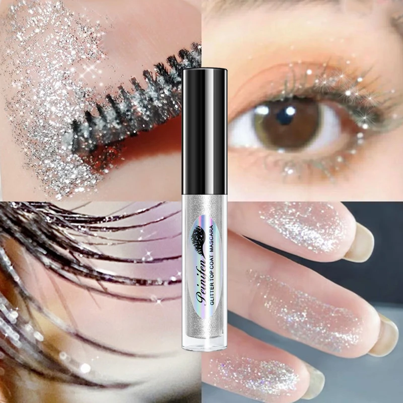 Diamond Glitter Mascara Quick Dry Long Lasting Makeup Waterproof Mascara 4d Volume Curling Thick Shiny Eyelash Mascara