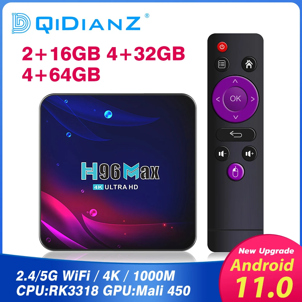 H96 Max V11 TV Box Android 11 4K Smart TV Box Android 11.0 iptv 4G 64G tvbox Bluetooth 4.0 2.4G 5G Wifi Set Top Box H96MaxV11