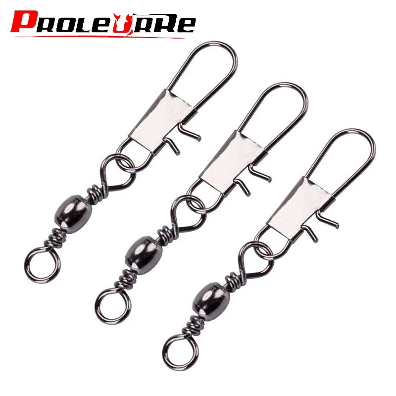 10pcs/Lot Stainless Steel Fishing Swivel Snap Ball Bearing Lock Rolling Connector Hooked Pin Fishhook Tackle Accessories