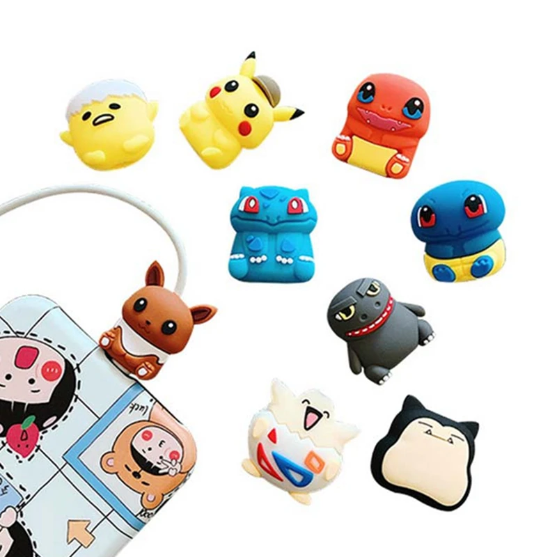 Cute Bite Anime Digimon Cartoon Cable-Winder USB Data Line Protector Cord Cover Silicone Decorate Accessories