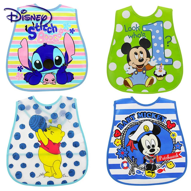 Disney 2pcs baby Bibs Cute Cartoon Pattern Toddler Baby Waterproof Saliva Towel Cotton Fit Old Infant Burp Cloths Feeding