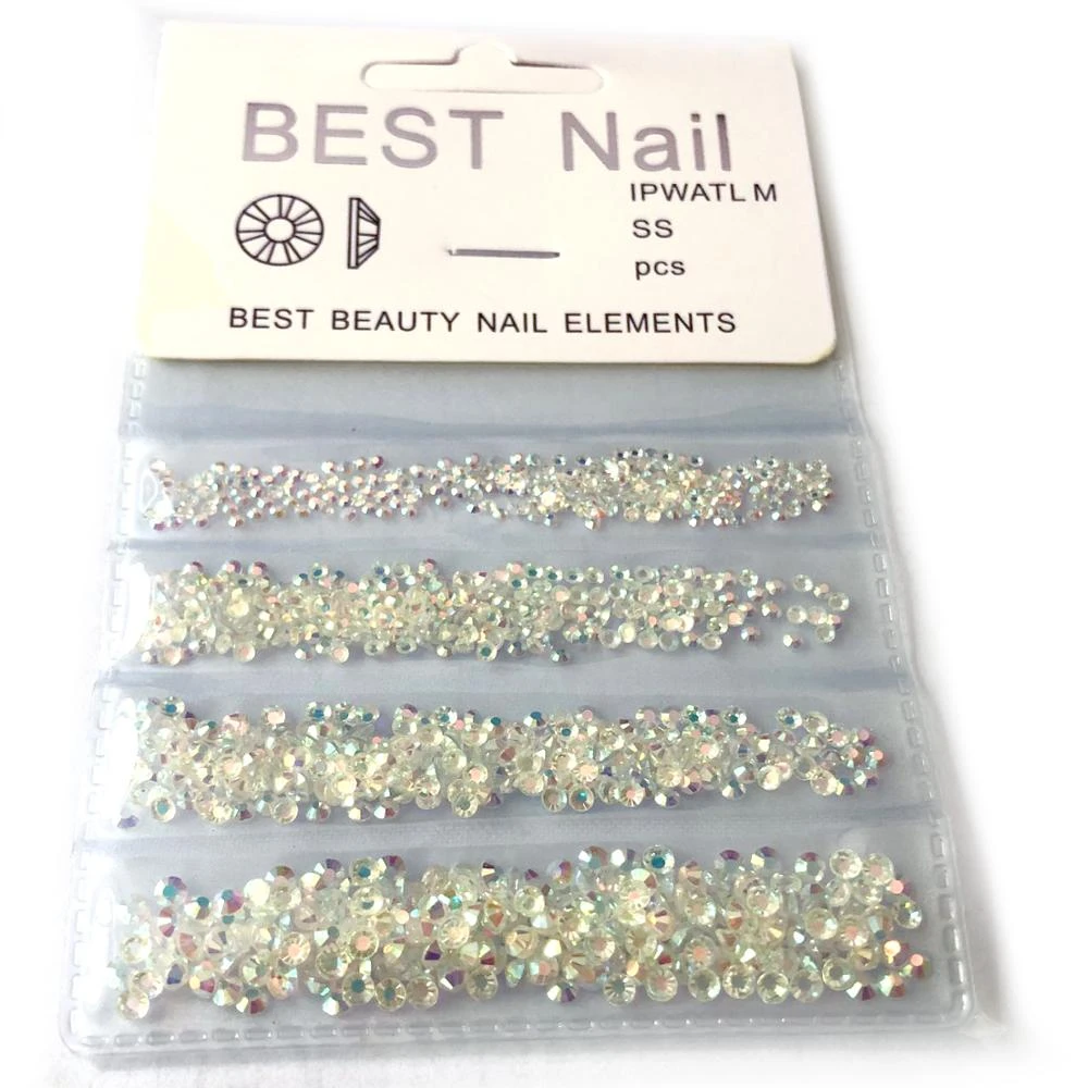 31 Colors SS4-SS8 Mix Sizes Flatback Non hotfix Crystal Glass  Nails Art Rhinestones For 3D Nail Art Rhinestones Decoration Gems