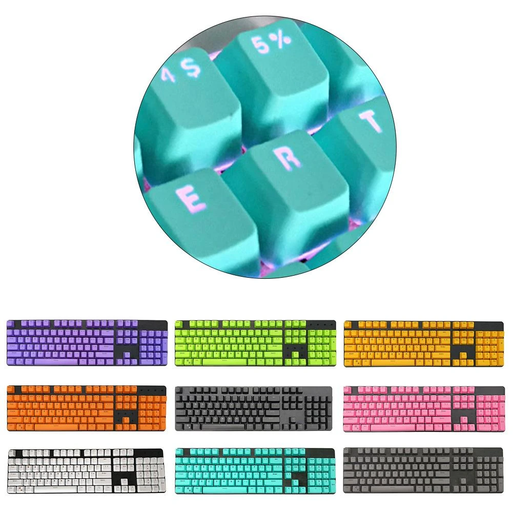104Pcs/Set PBT Universal Backlit Key Cap Keycaps for Cherry Mechanical Keyboard Computer Peripherals for  Cherry/Kailh/Gateron