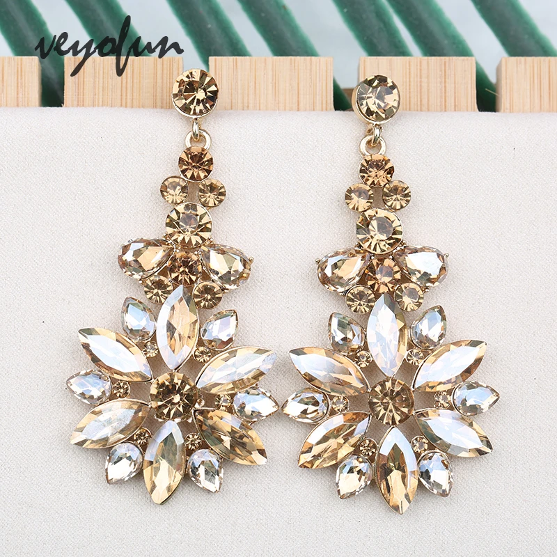 Veyofun Luxury Big Crystal Drop Earrings Wedding Dangle Earrings Fashion Jewelry for Women Gift Wholesale
