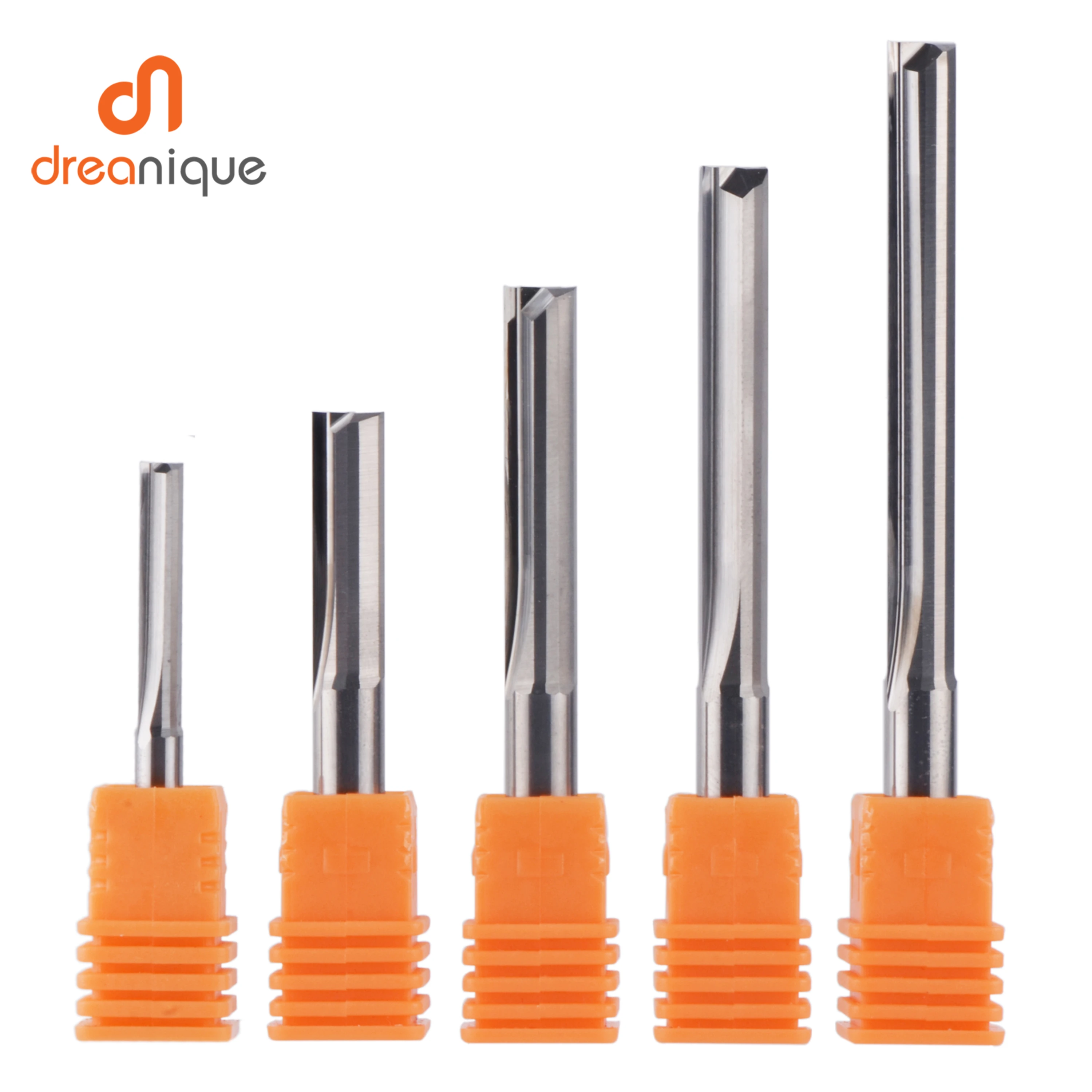 Dreanique 1pc 3.175 4 6 8mm Shank 2 Flute Tungsten Carbide End Mill CNC Milling Tools Engraving Bit Straight Slot Milling Cutter