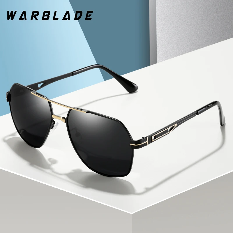 WarBLade Men's Polarized Sunglasses Brand Designer Pilot Male Metal Frame Sun Glasses Driving Goggles For Men UV High Quality