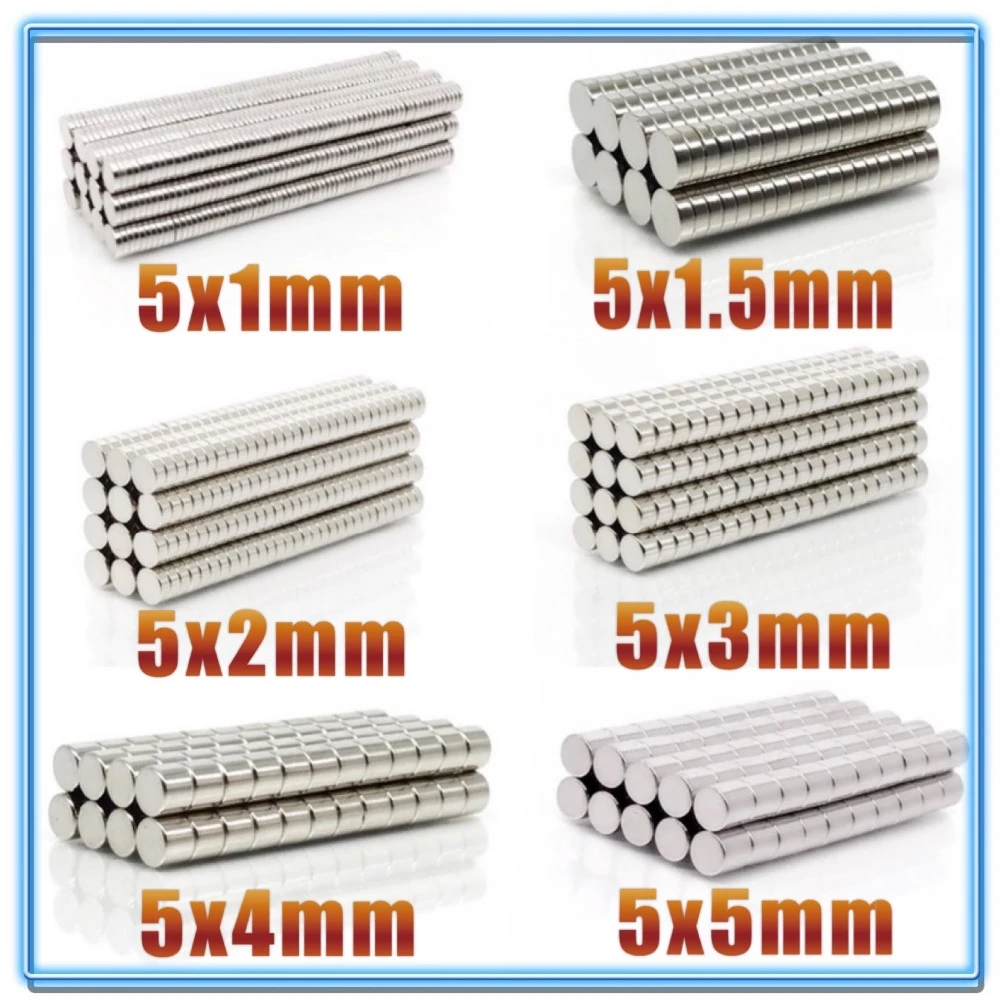 100~500Pcs N35 Round Magnet 5x1 5x1.5 5x2 5x3 5x4 5x5 Neodymium Magnet Permanent NdFeB Super Strong Powerful Magnets 5*1 5*2 5*3