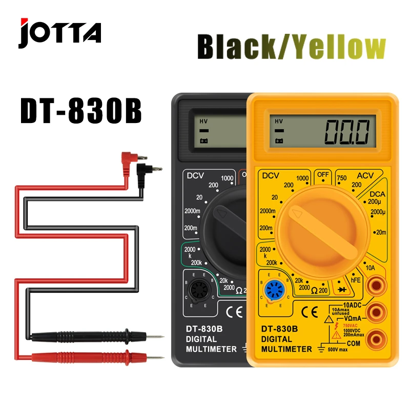 Jotta LCD Digital Multimeter DT-830B Electric Voltmeter Ammeter Ohm Tester AC/DC 750/1000V Amp Volt Ohm Tester Meter