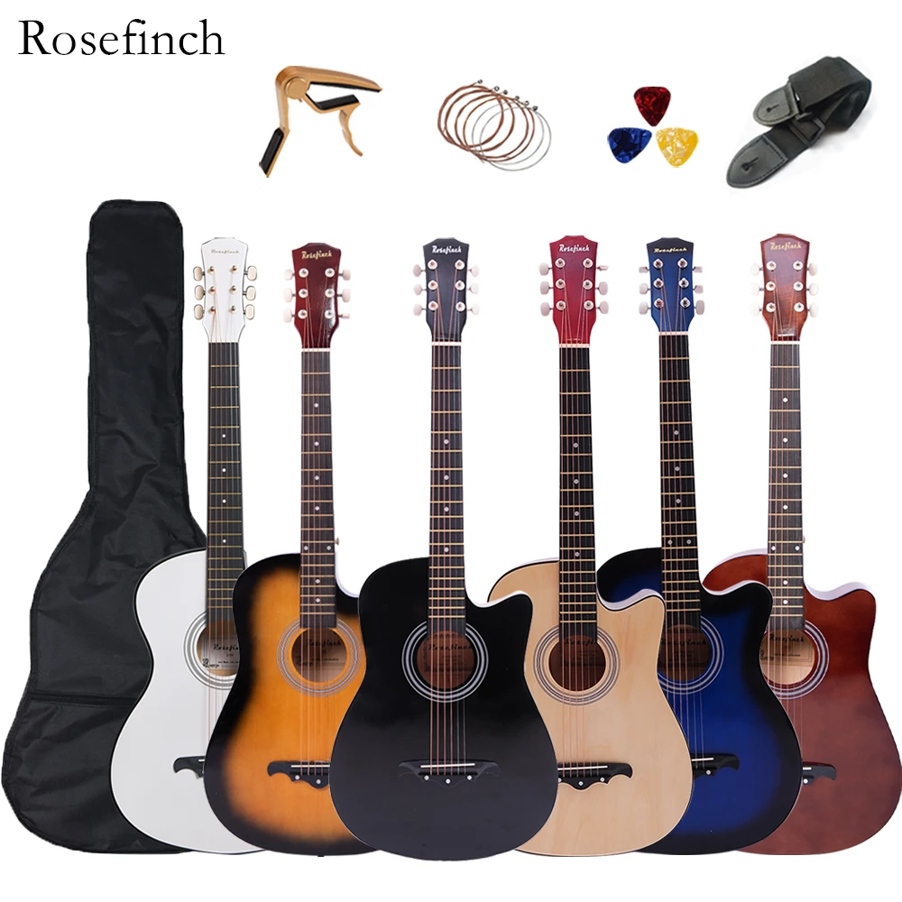 41/38 inch Acoustic Guitar for Beginners Adults Folk Guitar Sets with Capo Picks Bag 6 Strings Guitar Best Gift or Kids AGT16