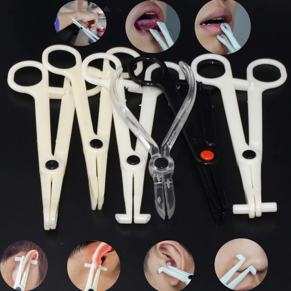 1PC Acrylic Professional Clamp Tools For Ear Lip Navel Nose Round Open Septum Piercing Forceps Prcing Professional Puncture Tool