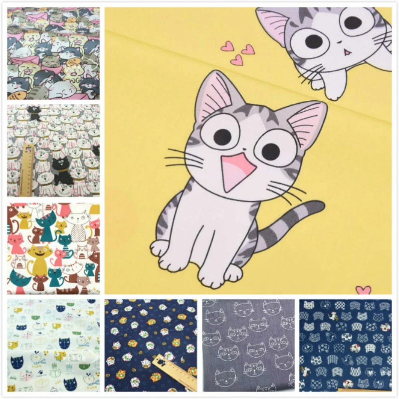 Cat series 100% Cotton fabric Printed Cotton Twill Cloth for DIY sewing patchwork cloth sheet fabric