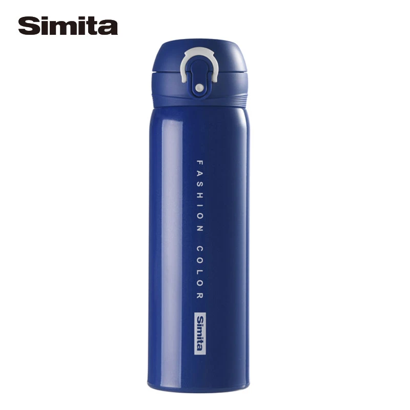 SIMITA Vacuum Flask Thermoses,Tritan Colourful School Water Bottle,Minimalist style Office Double Wall Stainless Steel Cup, 500M