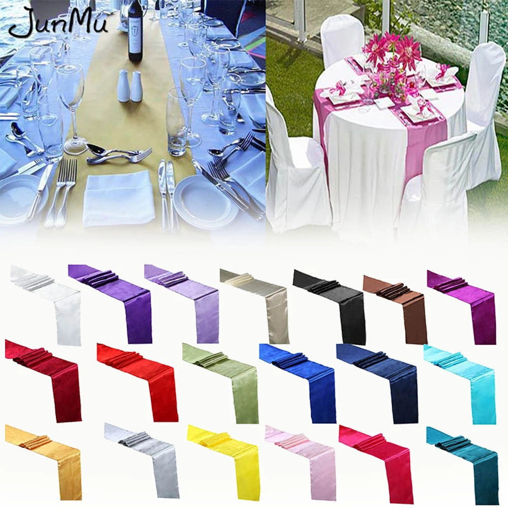 30cm*275cm Satin Banquet Table Runner Wedding For Party Event Home Decoration Supply Table Cover Runner Tablecloth Accessories