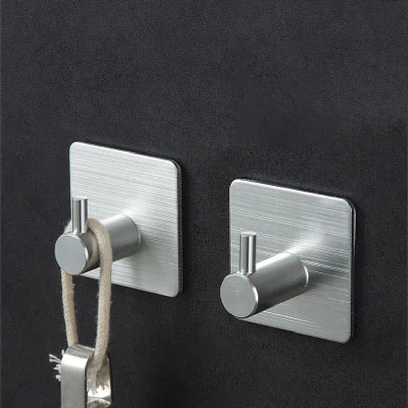 Durable Aluminum Door Hook Self Adhesive Home Wall Door Hook Clothes Hange Bags Key Rack Kitchen Towel Hanger Hook Supplies